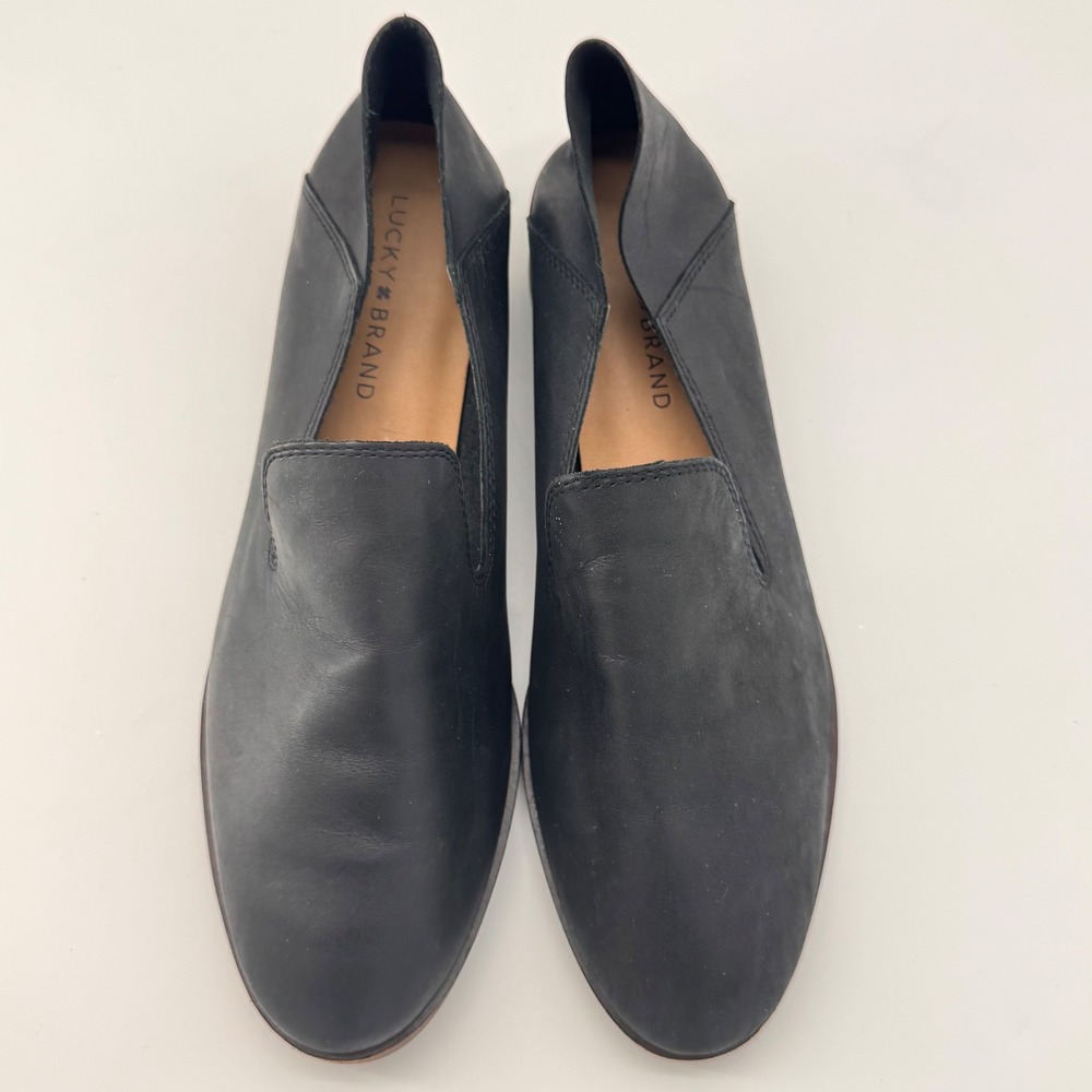Lucky Brand Cahill Black Leather Loafer Flats 9.5 Minimalist Academia Casual - Picture 8 of 8